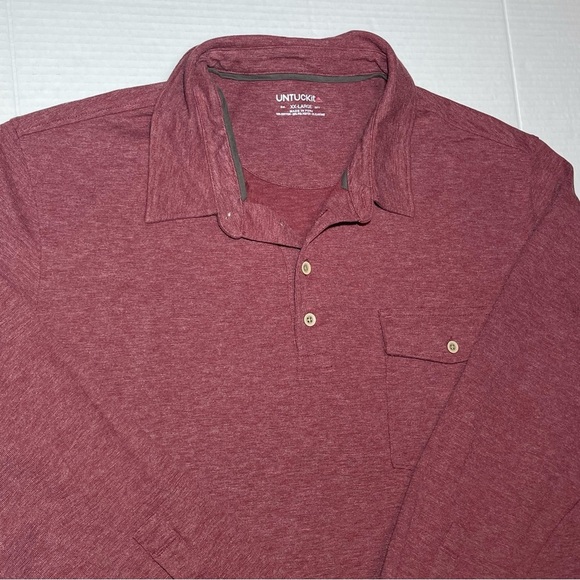 UNTUCKit Men's Matthieu Long Sleeve Polo Shirt Berry Size 2XL casual office - Picture 4 of 10